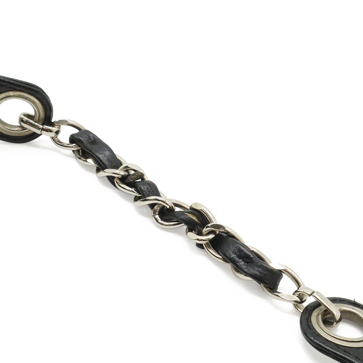 Chanel Logo Drawstring Shoulder Bag Chain Bag Caviar Leather Black Silver Pouch — view 7