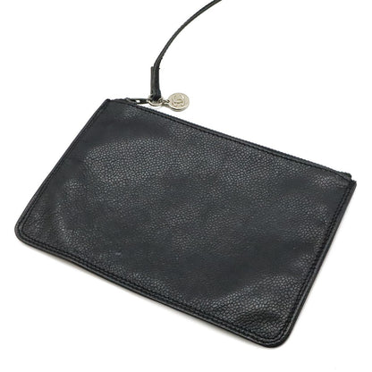Chanel Logo Drawstring Shoulder Bag Chain Bag Caviar Leather Black Silver Pouch — view 9