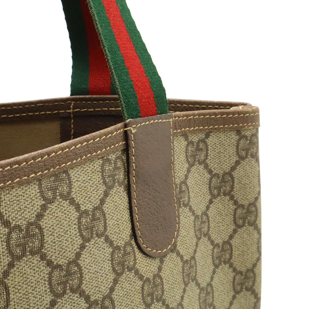 Gucci Vintage GG Plus Sherry Line Tote Shoulder Bag Vertical Leather Beige — view 8