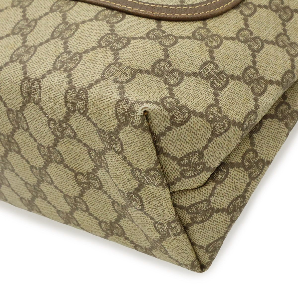 Gucci Vintage GG Plus Sherry Line Tote Shoulder Bag Vertical Leather Beige — view 3