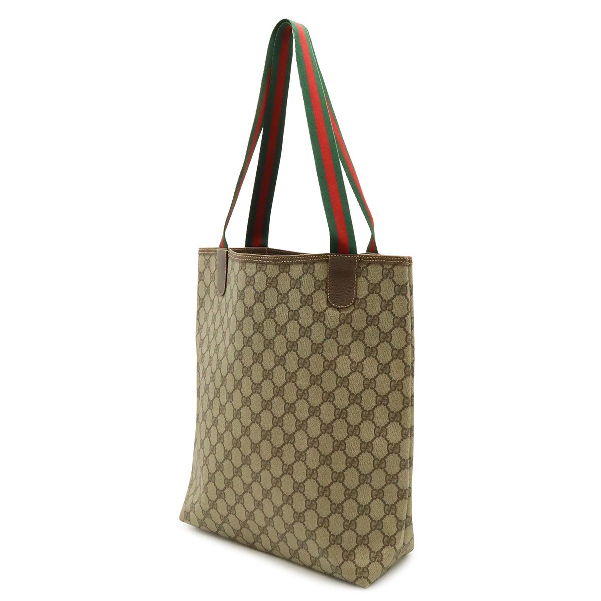 Gucci Vintage GG Plus Sherry Line Tote Shoulder Bag Vertical Leather Beige — view 2