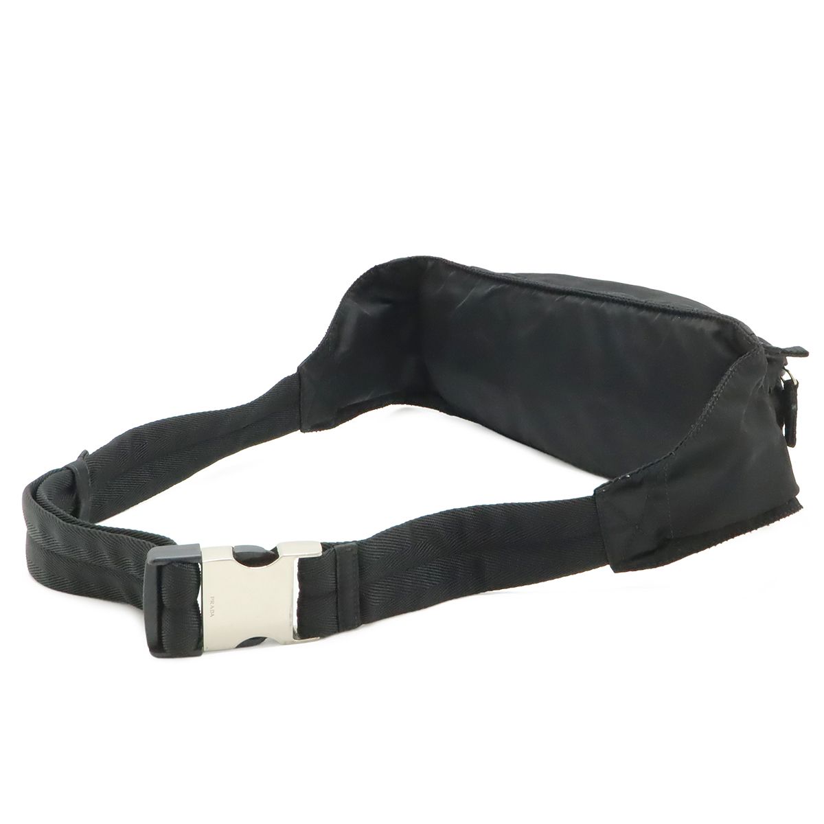 Prada Triangle Logo Belt Bag Waist Pouch Hip Nylon Black Silver — view 2