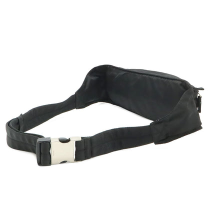 Prada Triangle Logo Belt Bag Waist Pouch Hip Nylon Black Silver — view 2