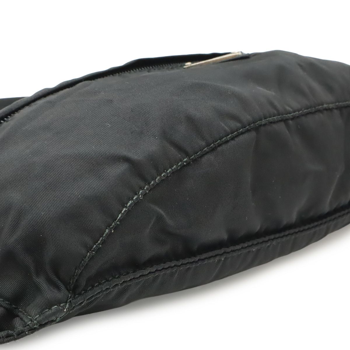 Prada Triangle Logo Belt Bag Waist Pouch Hip Nylon Black Silver — view 3