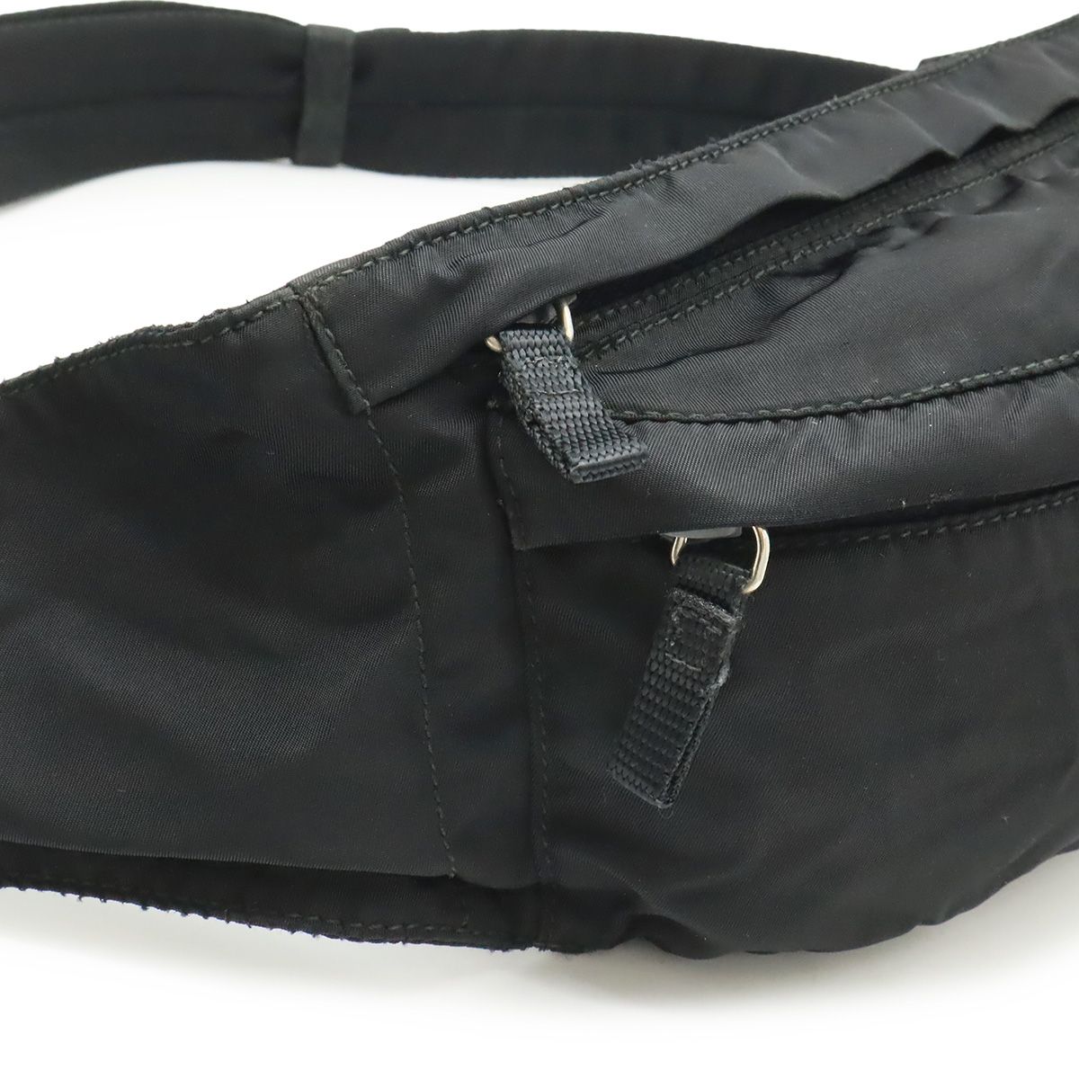 Prada Triangle Logo Belt Bag Waist Pouch Hip Nylon Black Silver — view 4