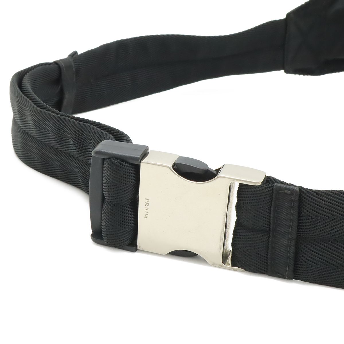 Prada Triangle Logo Belt Bag Waist Pouch Hip Nylon Black Silver — view 8