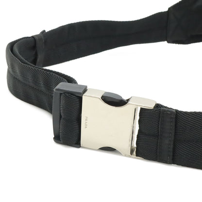 Prada Triangle Logo Belt Bag Waist Pouch Hip Nylon Black Silver — view 8