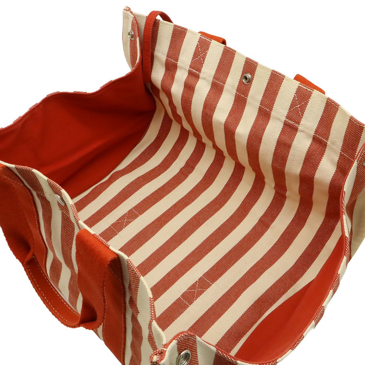 Hermes Cannes MM Tote Striped Canvas Red Ivory — view 8