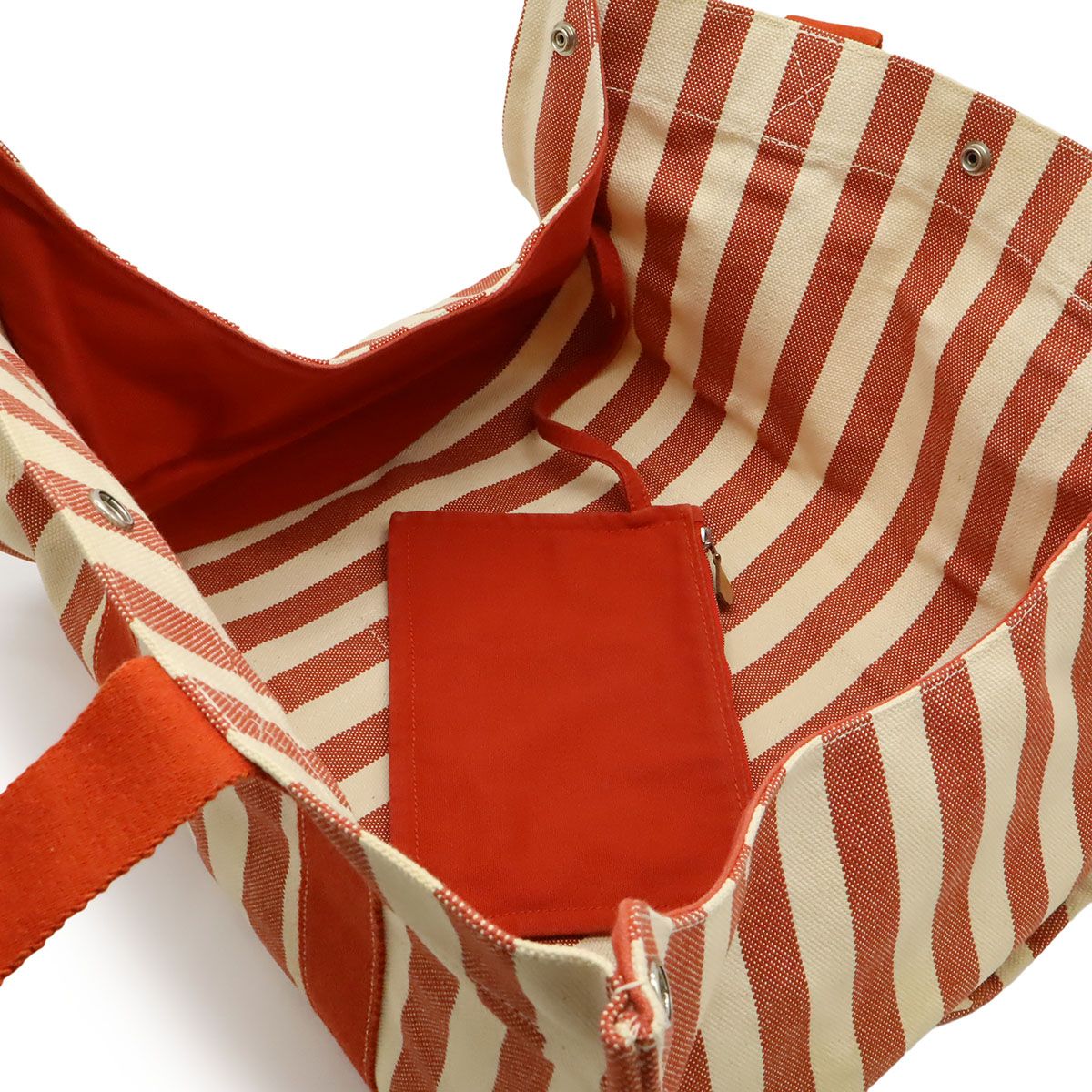 Hermes Cannes MM Tote Striped Canvas Red Ivory — view 7