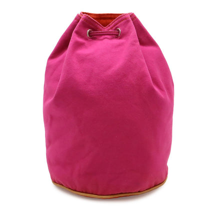 Hermes Polochonmimil GM Shoulder Bag Drawstring Canvas Leather Pink Red