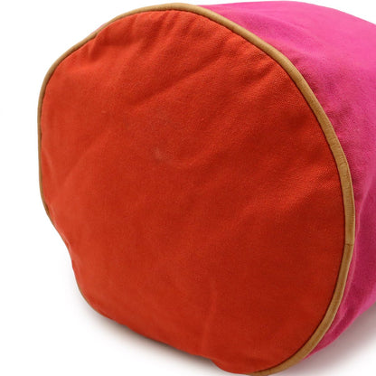Hermes Polochonmimil GM Shoulder Bag Drawstring Canvas Leather Pink Red — view 3