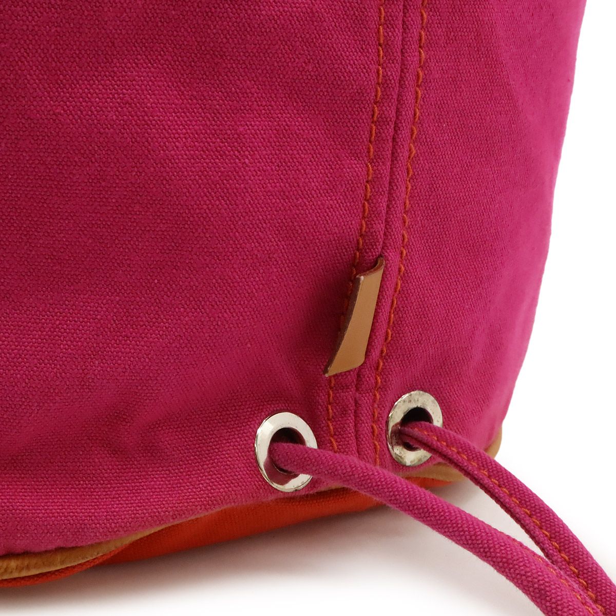 Hermes Polochonmimil GM Shoulder Bag Drawstring Canvas Leather Pink Red — view 6