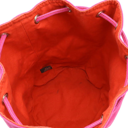 Hermes Polochonmimil GM Shoulder Bag Drawstring Canvas Leather Pink Red — view 8