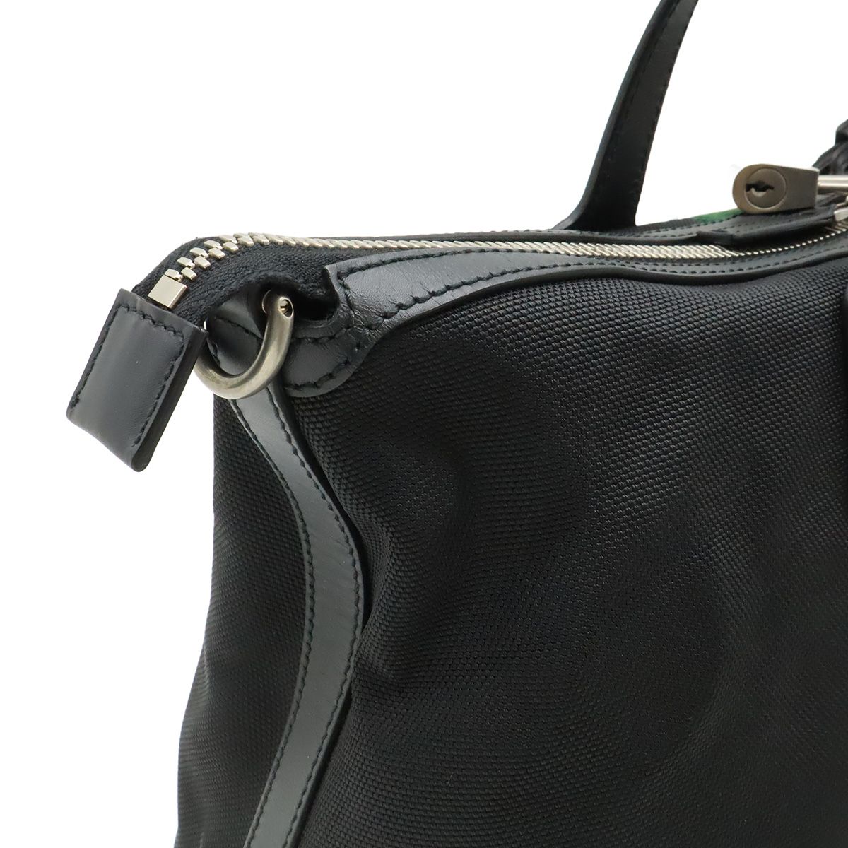 Gucci Web Stripe Sherry Line Tote Large Shoulder Bag Nylon Leather Black — view 7