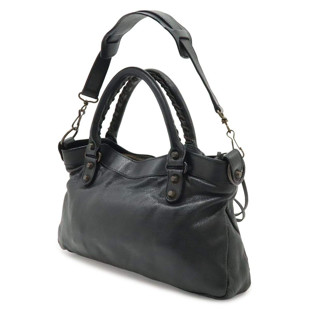 Balenciaga the First 2-Way Shoulder Bag Leather Black with Mirror — view 2