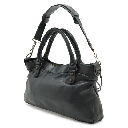 Balenciaga the First 2-Way Shoulder Bag Leather Black with Mirror — view 2
