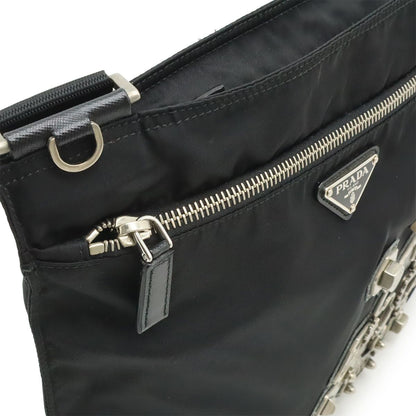 Prada Skull Shoulder Bag Crossbody Motif Studs Nylon Nero Black Domestic — view 5