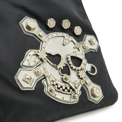 Prada Skull Shoulder Bag Crossbody Motif Studs Nylon Nero Black Domestic — view 8