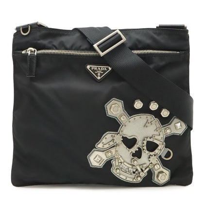 Prada Skull Shoulder Bag Crossbody Motif Studs Nylon Nero Black Domestic