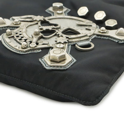Prada Skull Shoulder Bag Crossbody Motif Studs Nylon Nero Black Domestic — view 3