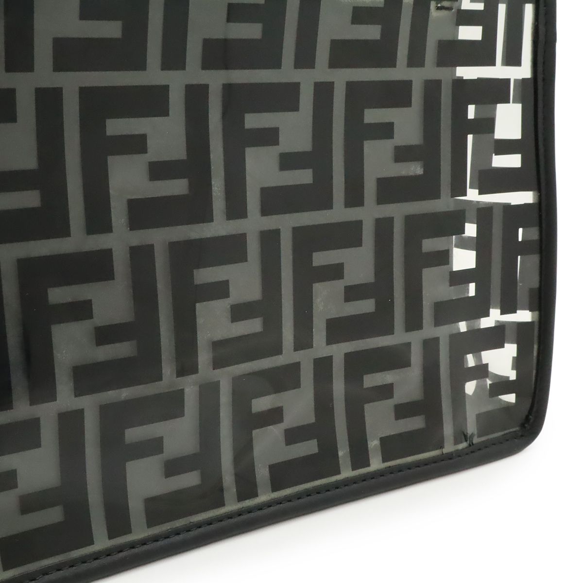 Fendi Canaif Zucca Pattern Shoulder Bag 2-Way Vinyl Leather Black Clear — view 7