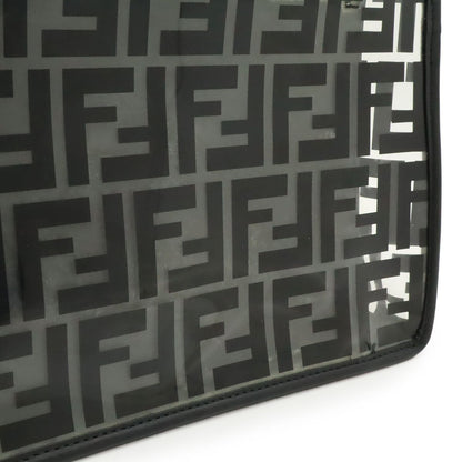 Fendi Canaif Zucca Pattern Shoulder Bag 2-Way Vinyl Leather Black Clear — view 7
