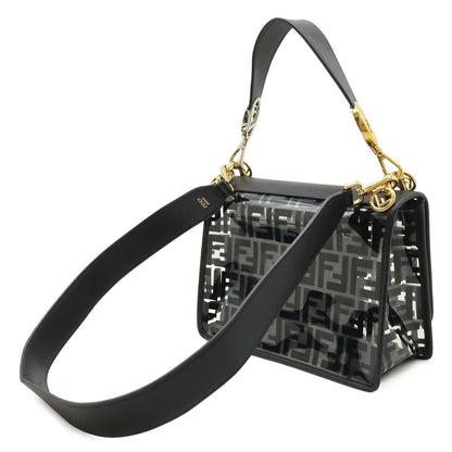 Fendi Canaif Zucca Pattern Shoulder Bag 2-Way Vinyl Leather Black Clear — view 2