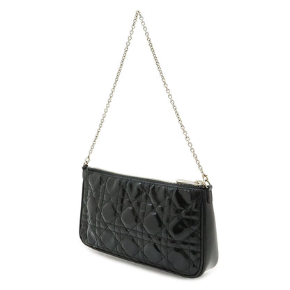 Dior Cannage Chain Shoulder Bag Patent Leather Black Silver — view 2