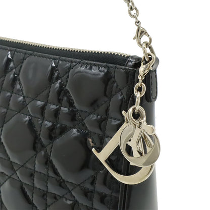 Dior Cannage Chain Shoulder Bag Patent Leather Black Silver — view 7