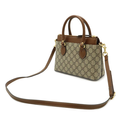 Gucci GG Supreme Mini Bag 2-Way Crossbody Leather Beige Brown Gold — view 2