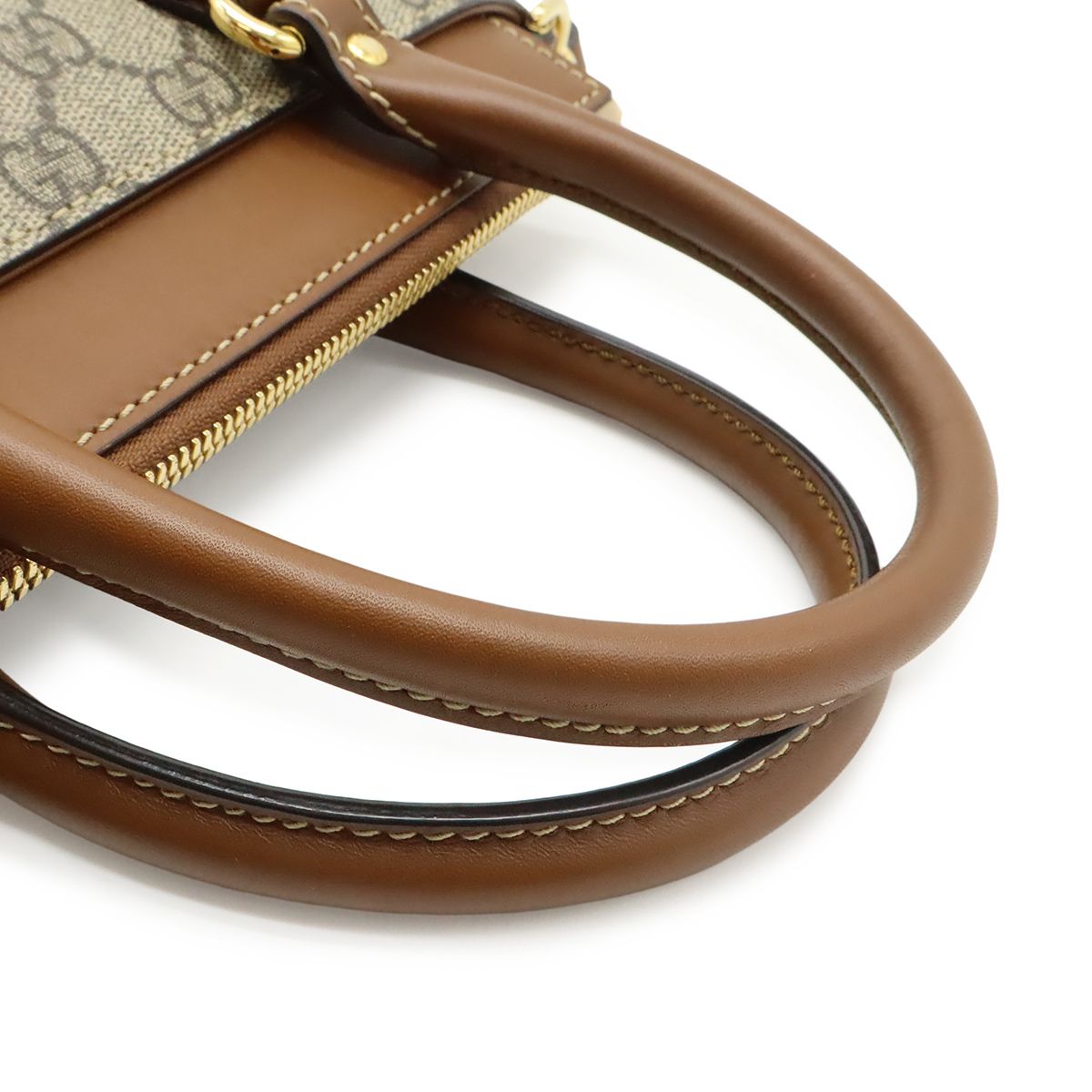 Gucci GG Supreme Mini Bag 2-Way Crossbody Leather Beige Brown Gold — view 4