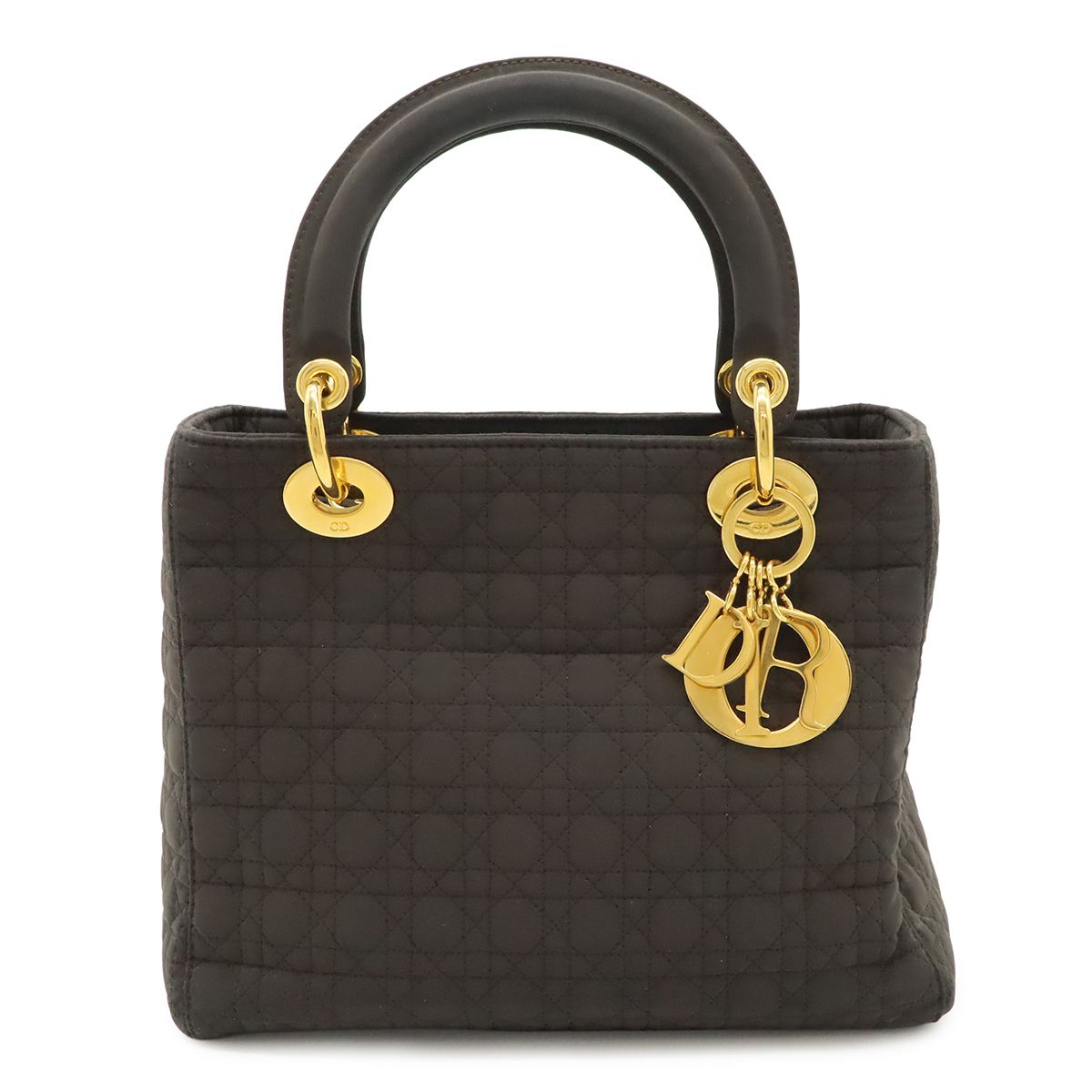 Dior Cannage Tote Nylon Dark Brown Gold