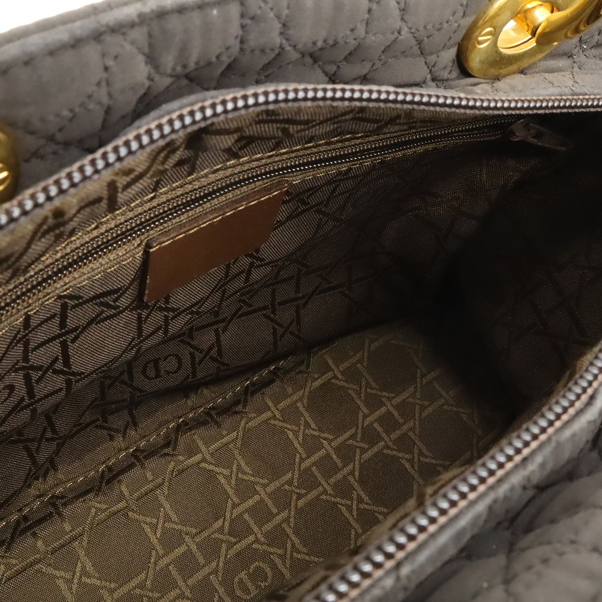 Dior Cannage Tote Nylon Dark Brown Gold — view 6
