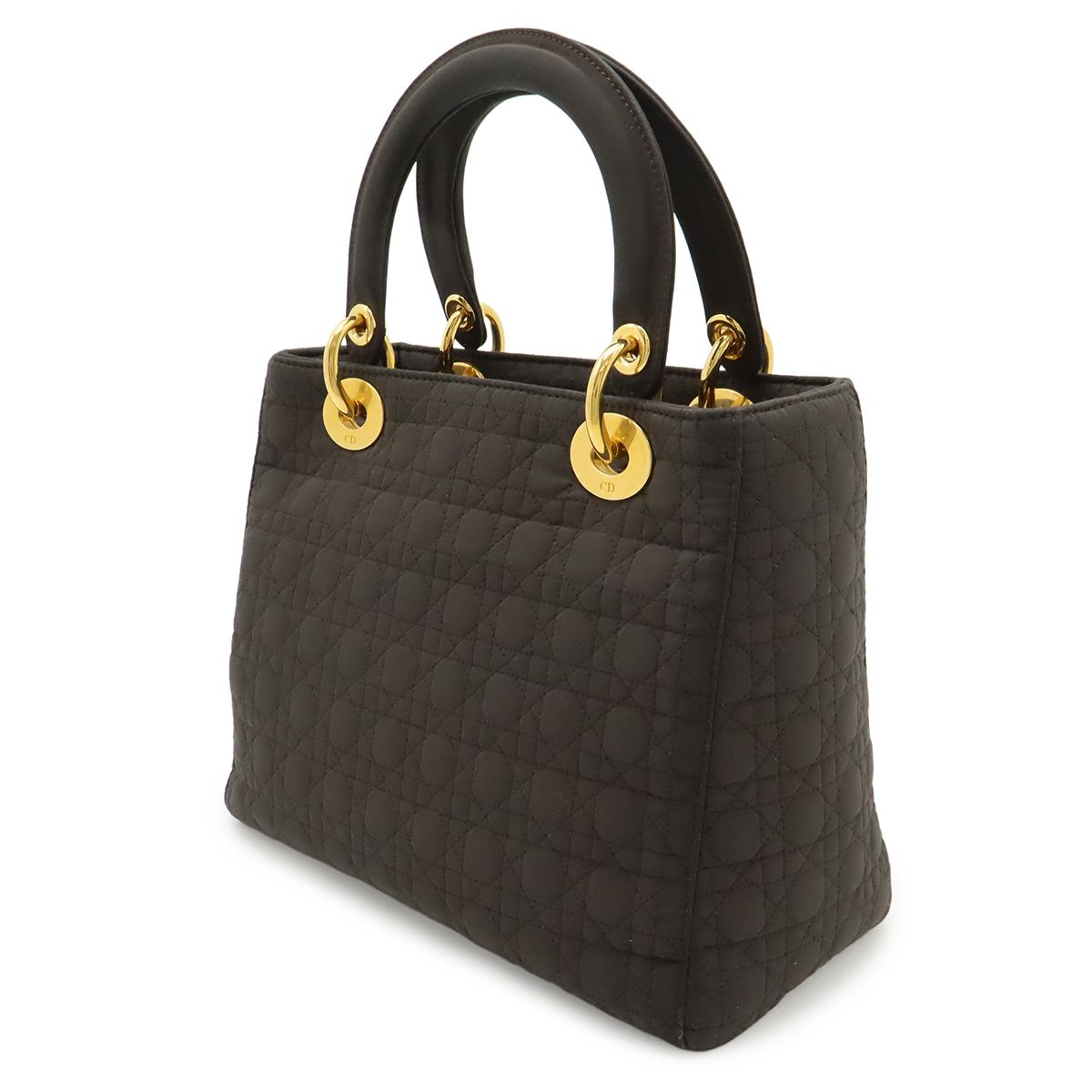 Dior Cannage Tote Nylon Dark Brown Gold — view 2