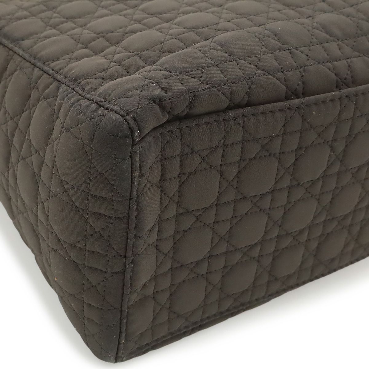 Dior Cannage Tote Nylon Dark Brown Gold — view 3