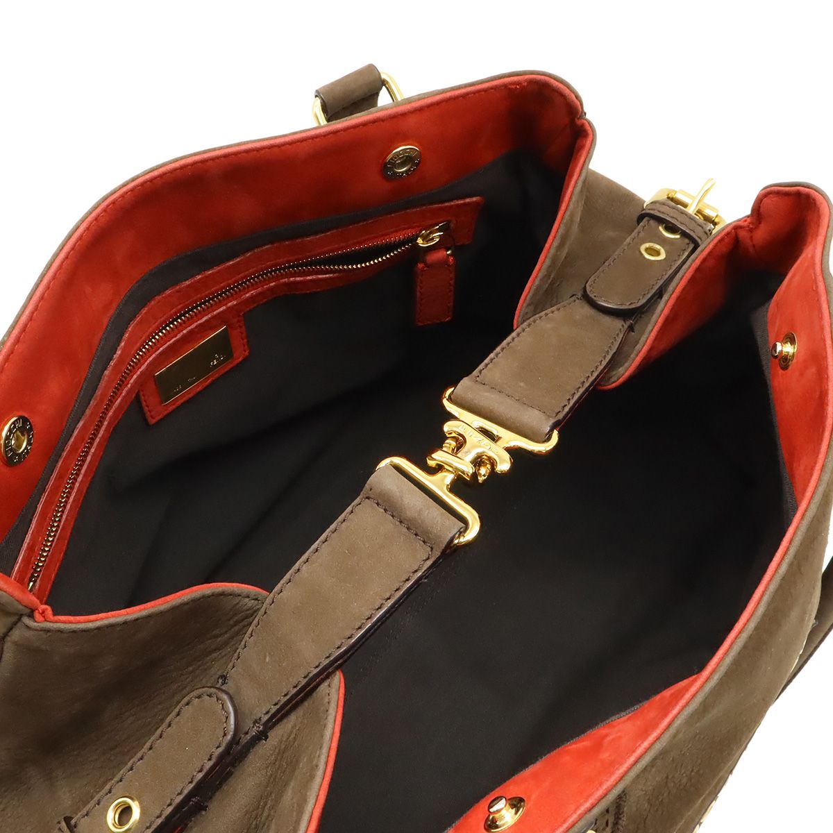 Fendi Etnico Zucca Tote Shoulder Star Nubuck Dark Brown Gold — view 5