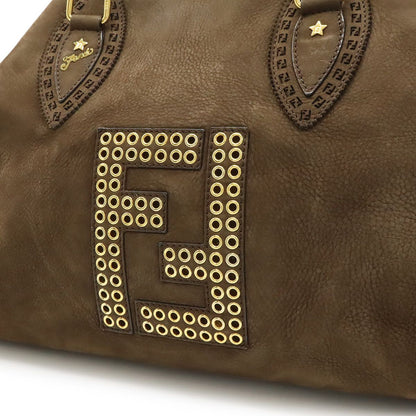 Fendi Etnico Zucca Tote Shoulder Star Nubuck Dark Brown Gold — view 8