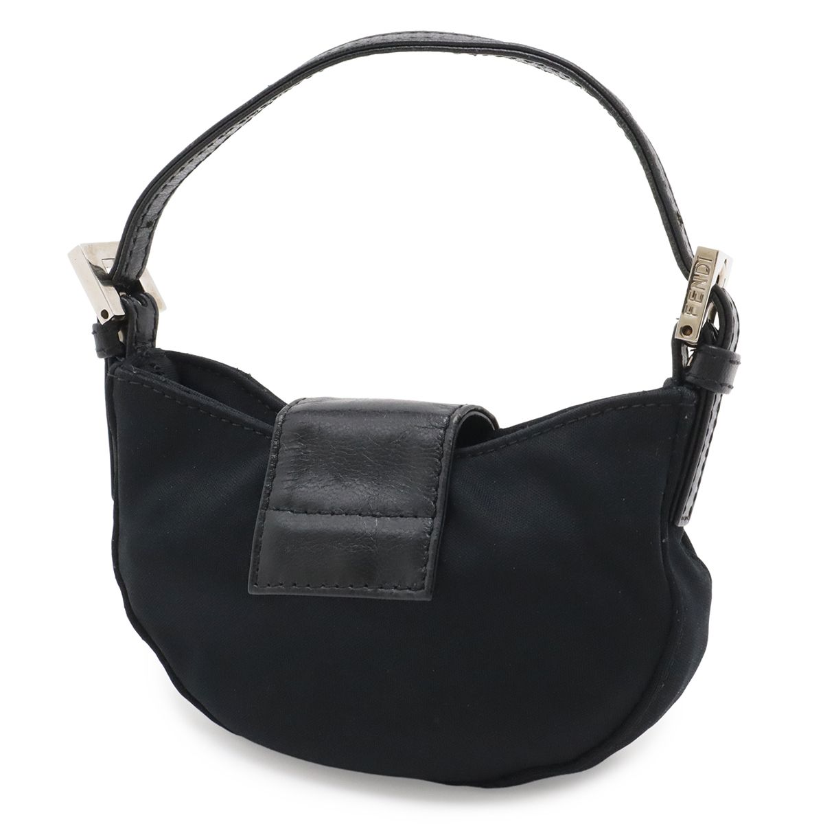 Fendi Mini Croissant Minimamma Pouch Multi Case Cotton Jersey Leather Black — view 2