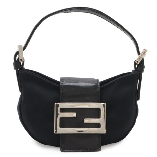Fendi Mini Croissant Minimamma Pouch Multi Case Cotton Jersey Leather Black