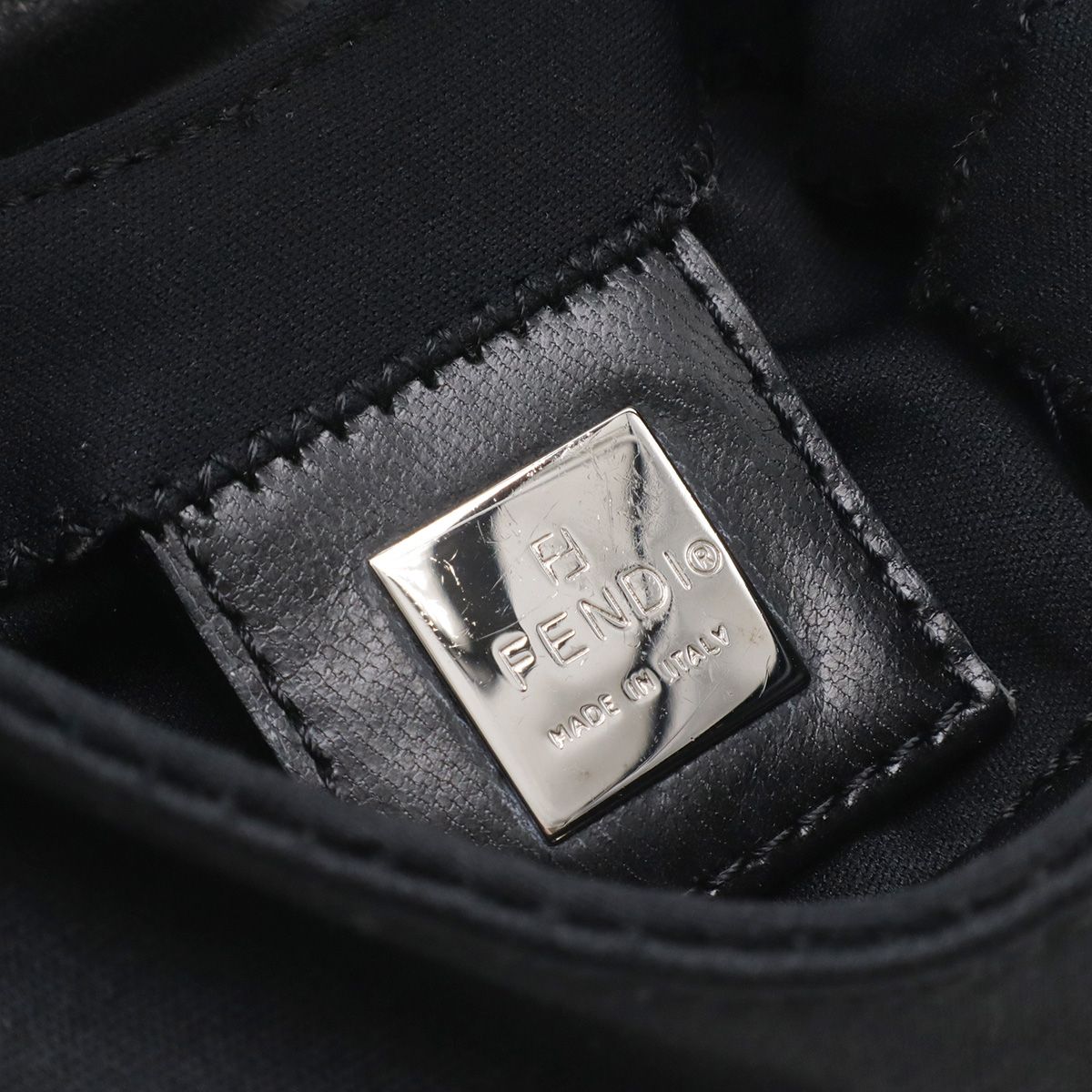 Fendi Mini Croissant Minimamma Pouch Multi Case Cotton Jersey Leather Black — view 7