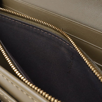 Fendi FF Diamond Chain Wallet Clutch 2-Way Pochette Leather Gray Gold — view 6