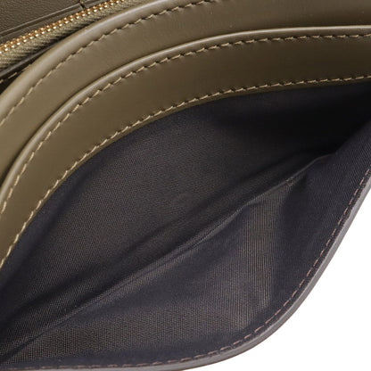 Fendi FF Diamond Chain Wallet Clutch 2-Way Pochette Leather Gray Gold — view 7