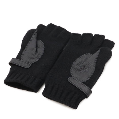 Hermes Lionel Clou de Selle Series Gloves Cashmere Deerskin Leather Black Silver