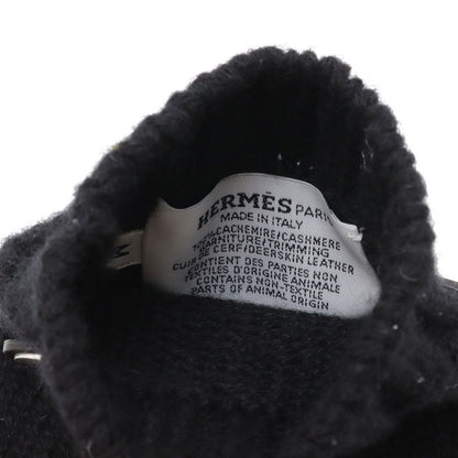 Hermes Lionel Clou de Selle Series Gloves Cashmere Deerskin Leather Black Silver — view 4