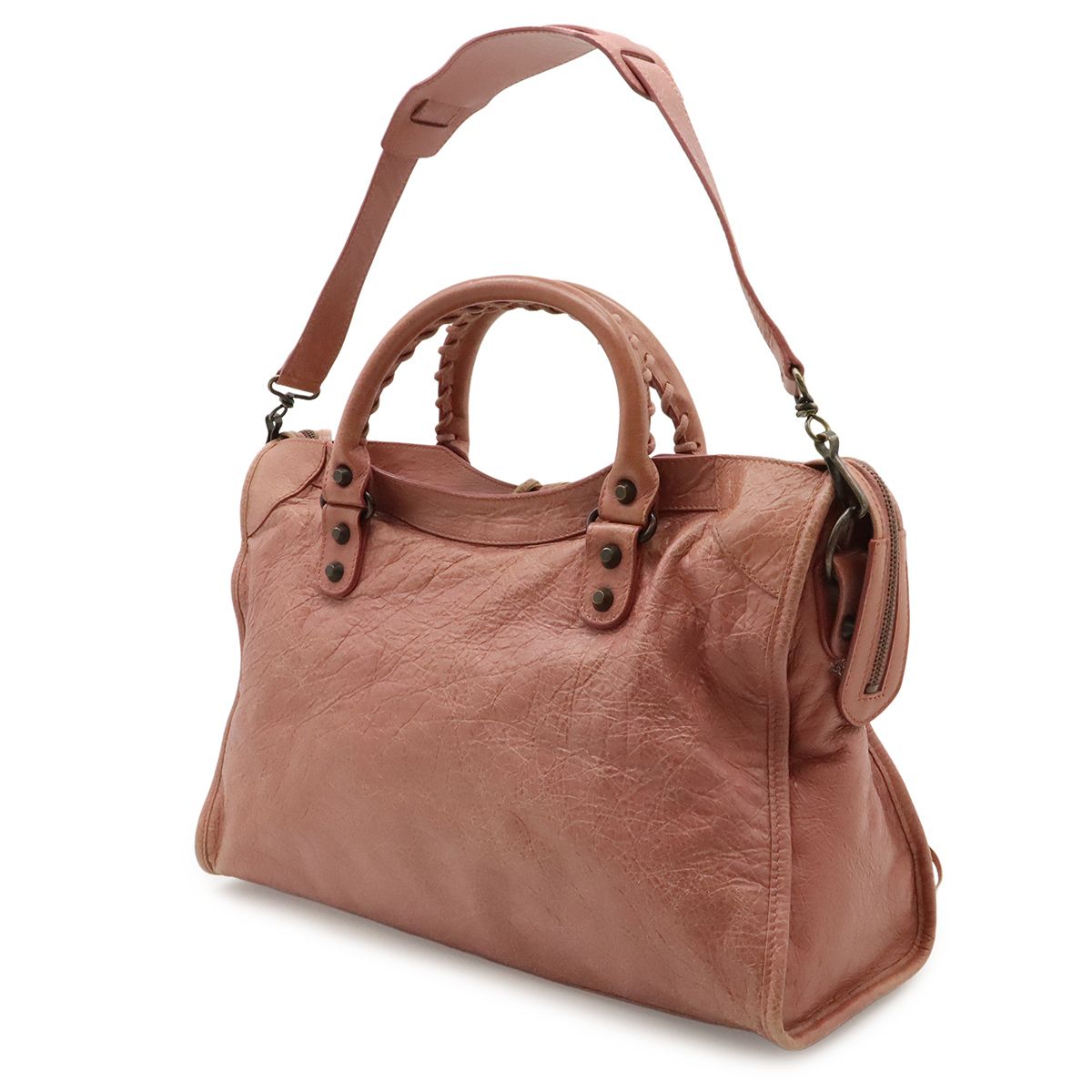 Balenciaga the City Editor's 2-Way Shoulder Bag Leather Pink with Mirror — view 2