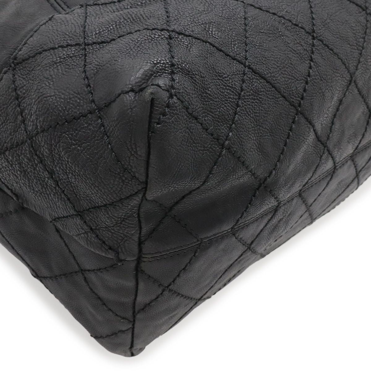 Chanel Cococabas CC Logo Shoulder Bag Chain Leather Black Silver — view 3