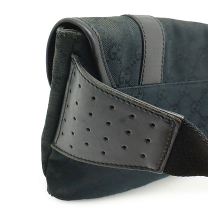Gucci GG Canvas Belt Bag Waist Pouch Leather Black Silver — view 4