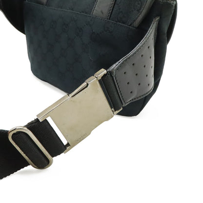 Gucci GG Canvas Belt Bag Waist Pouch Leather Black Silver — view 5