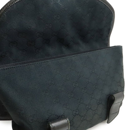 Gucci GG Canvas Belt Bag Waist Pouch Leather Black Silver — view 7