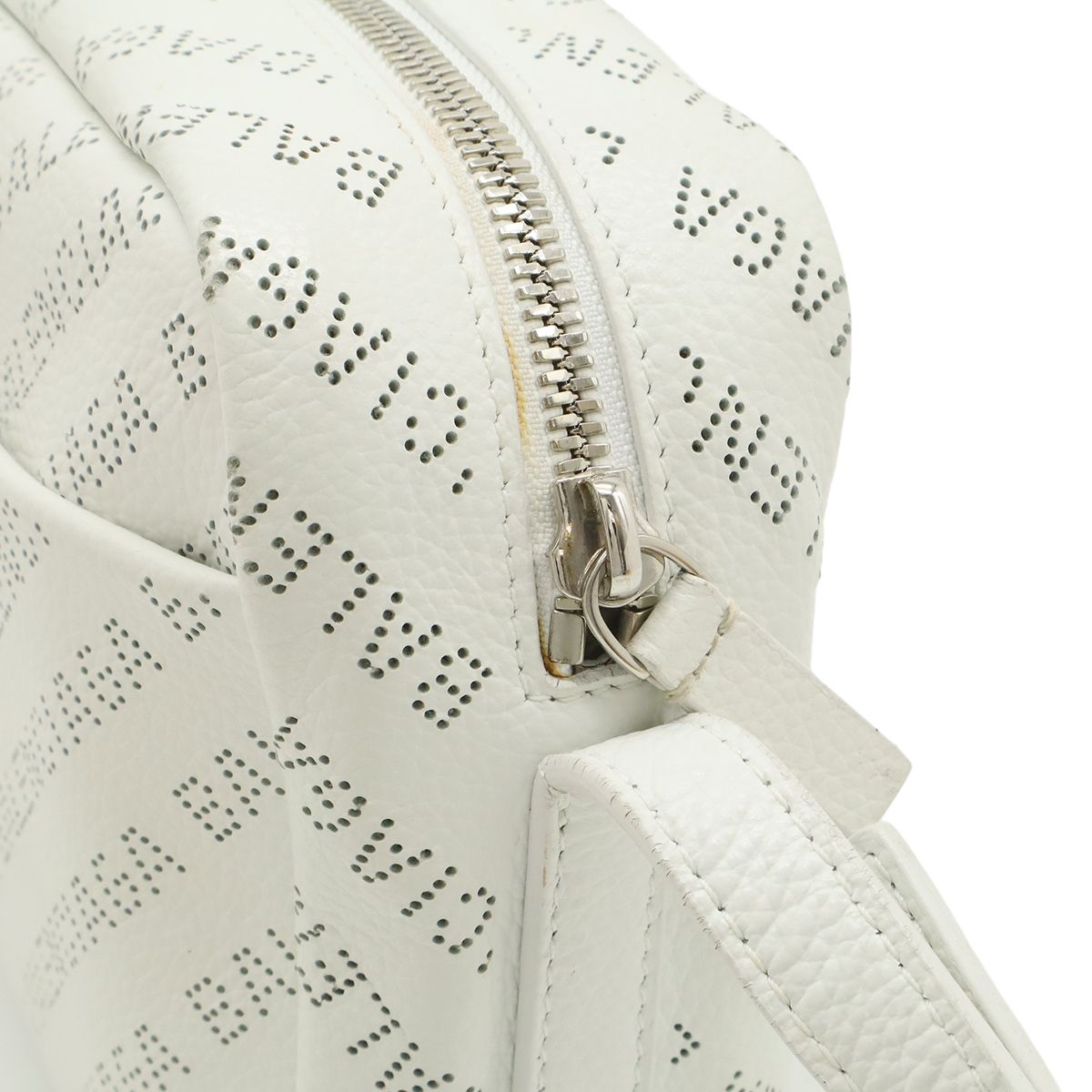 Balenciaga Perforated Logo Camera Bag Pochette Crossbody Leather White — view 6